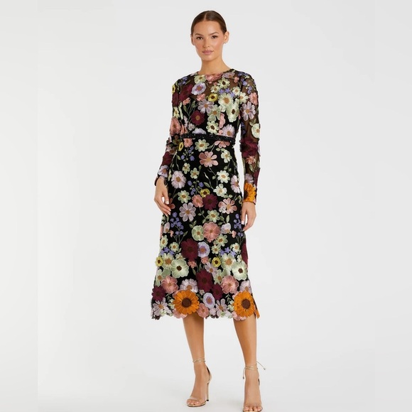 *NEW* Gorgeous, Mac Duggal high neck floral midi dress. Never Worn!! - Picture 2 of 11